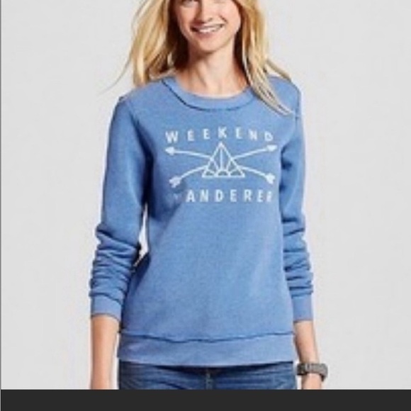 Well worn Weekend Wanderer crewneck XL sweatshirt Blue white - Picture 4 of 12